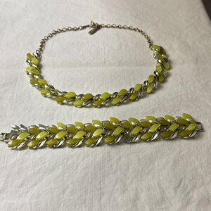 Elegant Yellow and Silver Leaf Jewelry Set